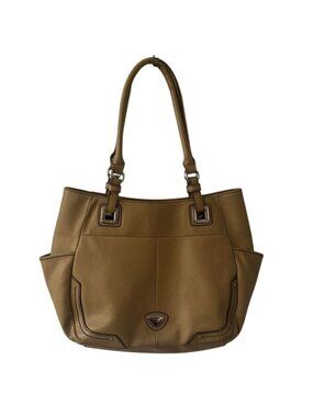 Tignanello genuine leather camel colored  two handled satchel purse